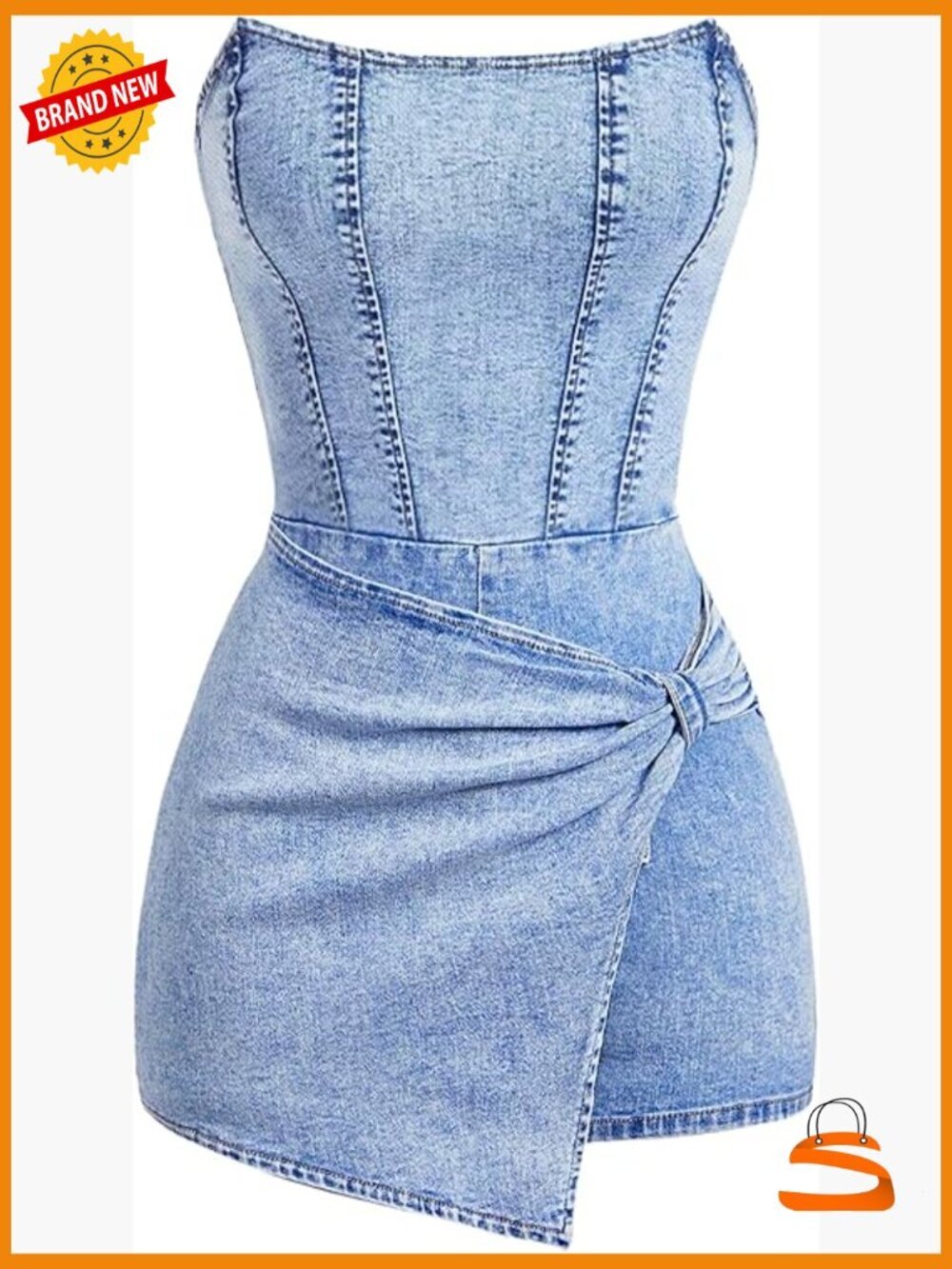 Strapless Denim Romper Wrap Jumpsuit High Waist Bodycon Short Sleeveless
